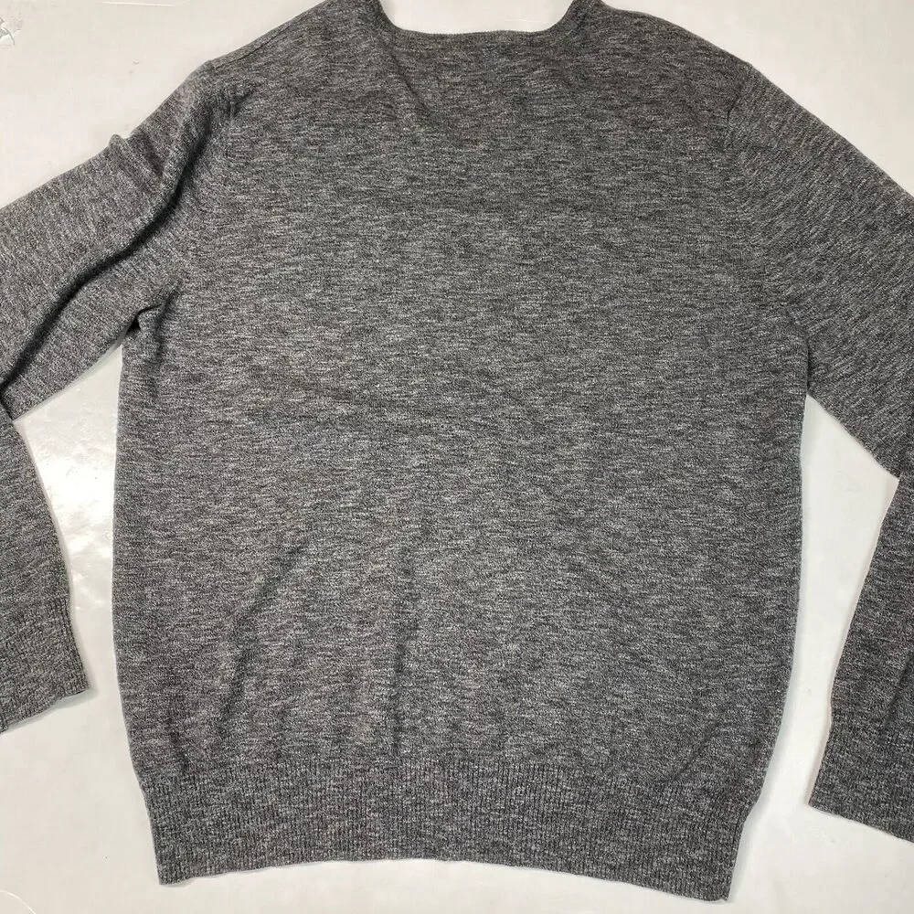 American Eagle Sweater Mens XL Gray V-Neck Athletic Fit Long Sleeve Knit Cotton
